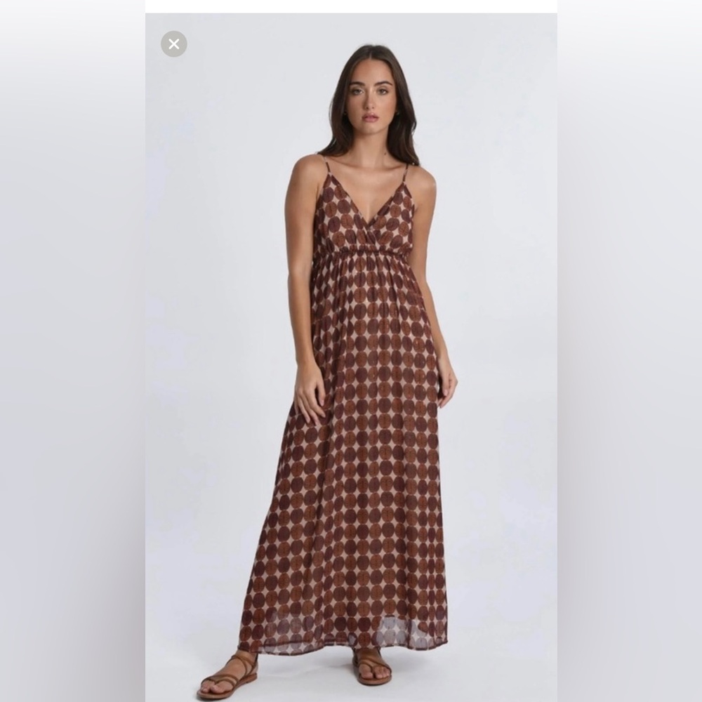 Molly Bracken Brown Geometric Maxi Dress